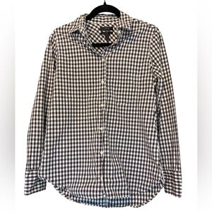 J. Crew Women's Classic Fit Boy Plaid Shirt Purple White Check Gingham Size 4